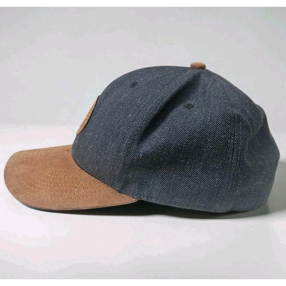 Snapback‎ Hat Mens Gray Brown Faux Suede Flat Brim H&M London Adjustable  Cap - Picture 2 of 7